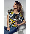 Многоцветна дамска блуза с флорален принт-2 снимка