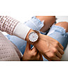 Розовозлатист дамски часовник с бял циферблат Lea-1 снимка