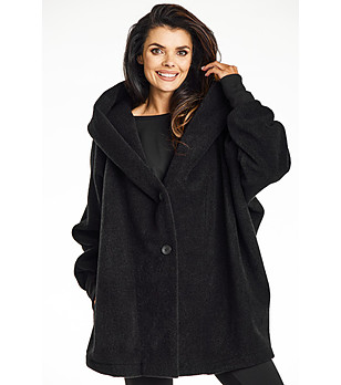 Дамско овърсайз палто в черно Mina снимка