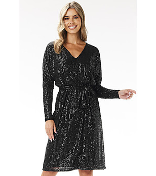 Рокля в черно с пайети Vivian снимка