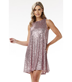 Рокля в розов нюанс с пайети Erika снимка