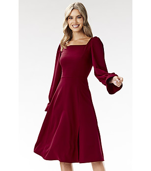 Рокля в червен нюанс с дълъг ръкав Alma снимка