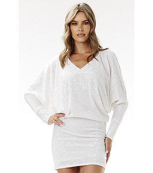 Рокля в бяло с пайети Lorita снимка