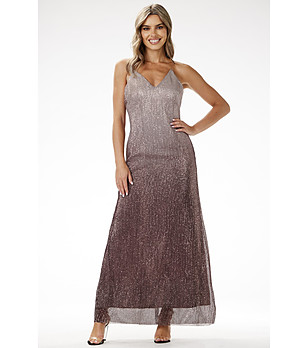 Дълга лъскава рокля в кафяви нюанси Fiorella снимка