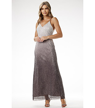 Дълга лъскава рокля в сиви нюанси Fiorella снимка