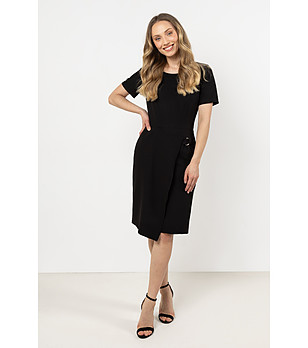 Черна рокля с къс ръкав Anna снимка