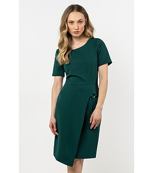 Тъмнозелена рокля с къс ръкав Anna снимка