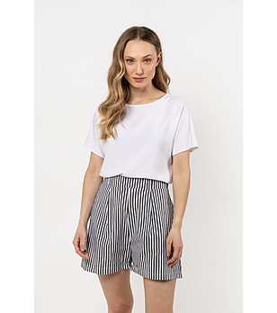 Дамски памучни къси панталонки в черно и бяло на райе Deniz снимка