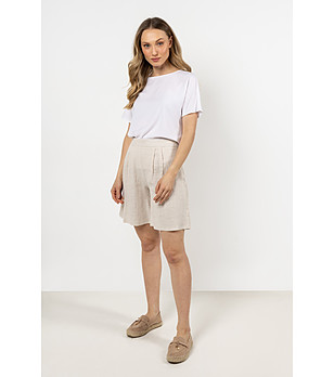 Памучни дамски къси панталонки в бежово Dora снимка