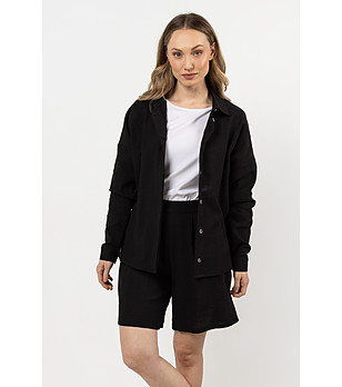 Черна памучна дамска риза Goel снимка