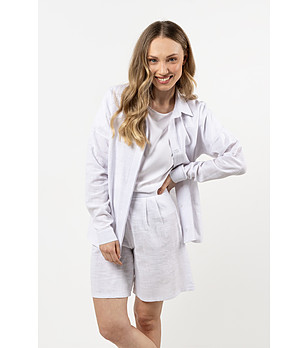 Бяла памучна дамска риза Goel снимка