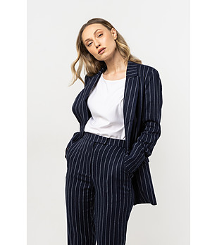 Тъмносиньо дамско сако на райе Olla снимка