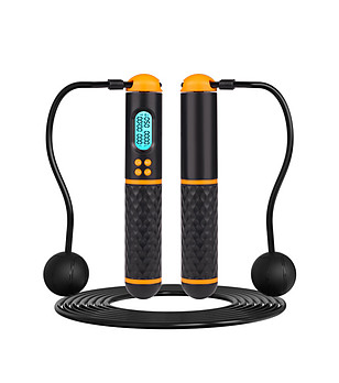 Дигитално въже за скачане в черно и оранжево снимка