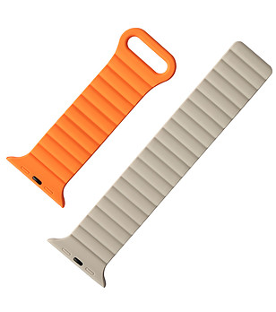 Каишка за  Apple Watch в бежово и оранжево  38/40/41 mm  снимка