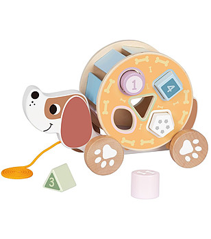 Дървен сортер и играчка за дърпане Куче снимка