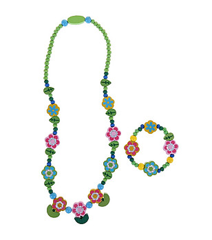 Комплект гривна с колие Цветя с листенца снимка