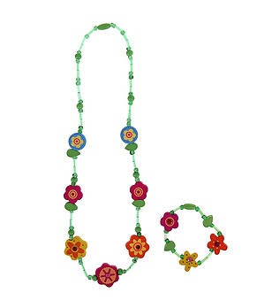 Комплект гривна с колие Цветя снимка