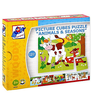 Кубчета с картинки "Веселото влакче и животни" снимка