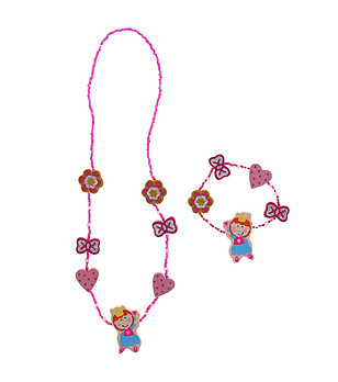 Комплект гривна с колие Сърца и панделки снимка