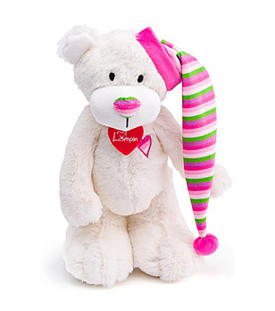 Бяло мече със шарена шапка Теодор 35 см снимка