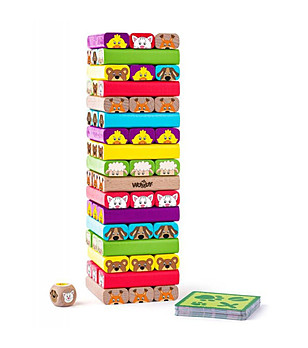 Дървена цветна дженга със зарче Животни снимка