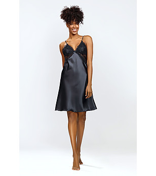 Черна нощница с презрамки Alika снимка