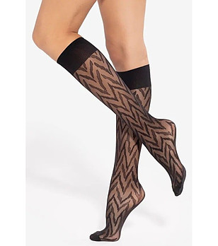 Фигурални 3/4 чорапи в черно 20 DEN Trendy Line 14  снимка