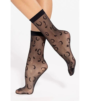 Черни къси чорапи с фигурални мотиви Trendy Line 15 20 DEN снимка