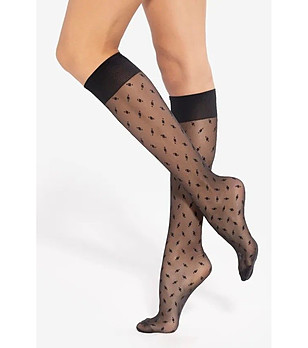 Фигурални 3/4 чорапи в черно 20 DEN снимка