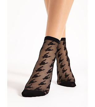 Къси черни фигурални чорапи Rita 20 DEN снимка