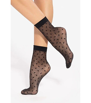 Къси черни фигурални дамски чорапи Trendy Line 18 20 DEN снимка