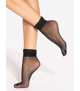 Къси черни дамски чорапи на бели точки Spring Vibes 06 15 DEN снимка