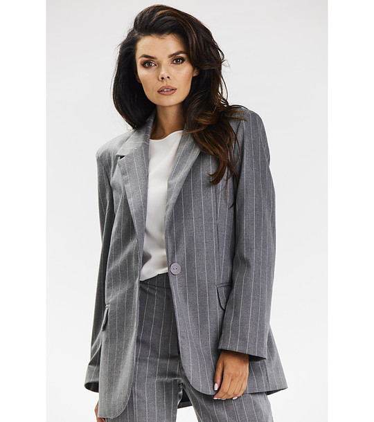 Сиво дамско сако на райе Evelyn снимка