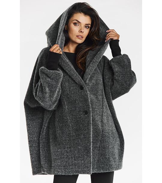 Сиво дамско овърсайз палто Mina снимка