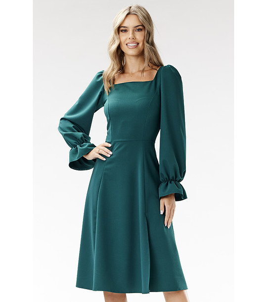 Зелена рокля с дълъг ръкав Alma снимка