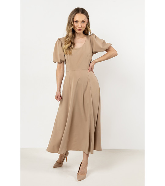 Дълга бежова рокля Ines снимка