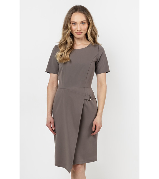 Рокля в цвят таупе с къс ръкав Anna снимка