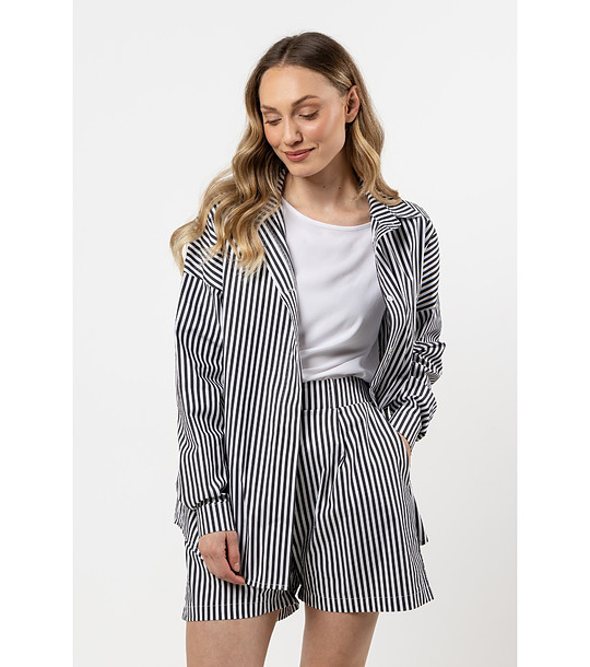 Дамска памучна риза в черно и бяло на райе Gina снимка