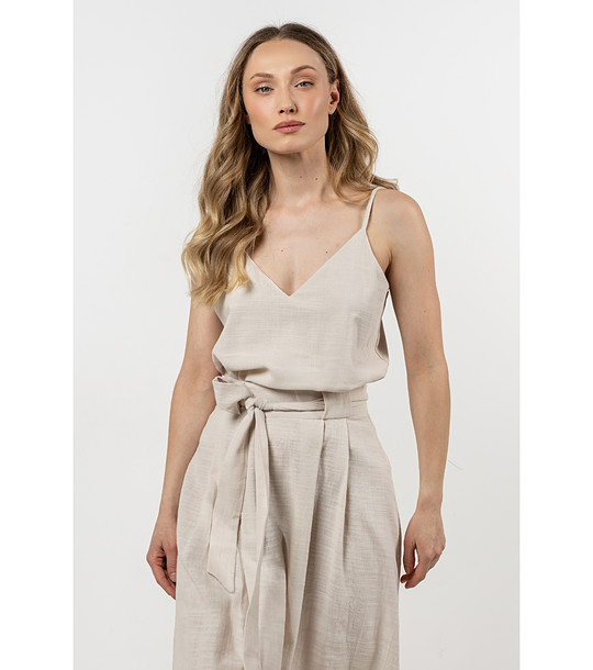 Бежов памучен топ с презрамки Mona снимка