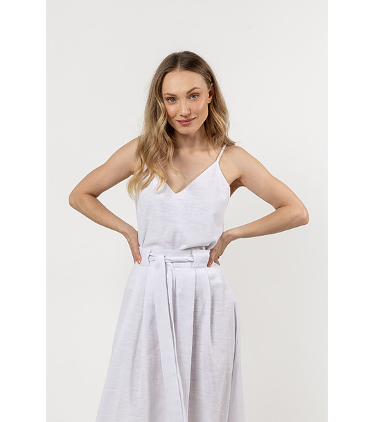 Бял памучен топ с презрамки Mona снимка