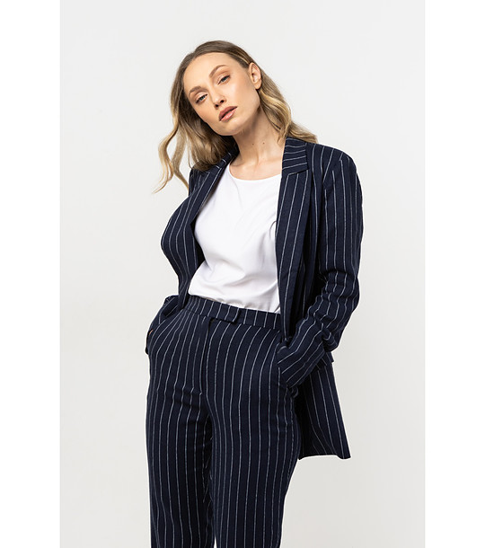 Тъмносиньо дамско сако на райе Olla снимка