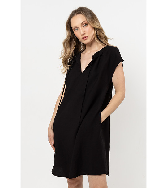 Черна рокля с джобове Madalena снимка