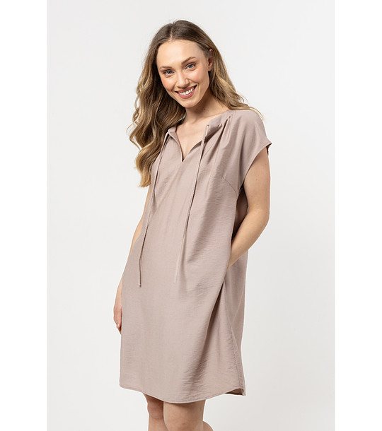 Бежова рокля с джобове Madalena снимка