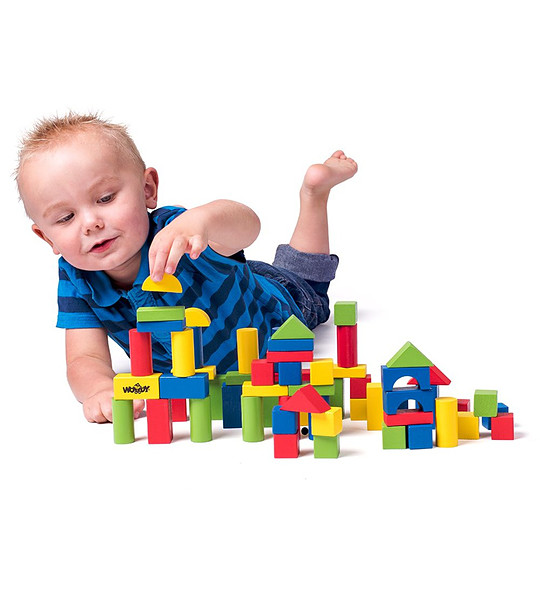 Дървен конструктор цветен 50 части 2.5 см снимка