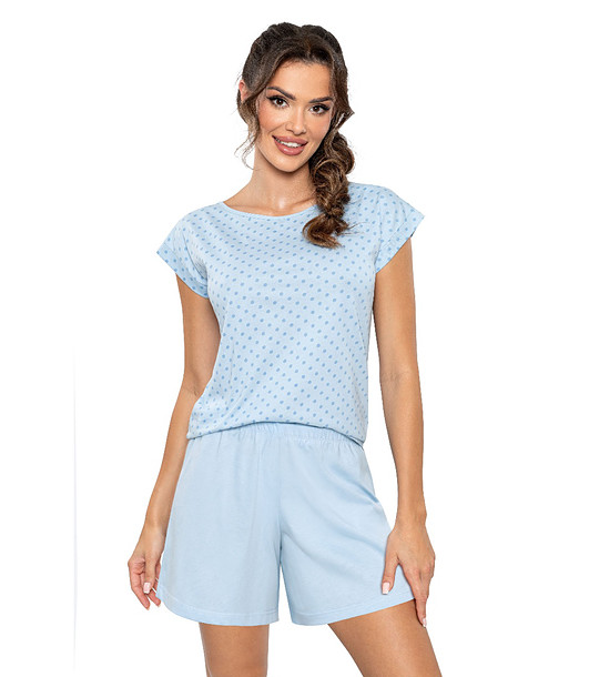 Светлосиня дамска памучна пижама Sky снимка