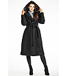 Черно дамско палто с качулка Annie-3 снимка