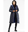 Дълго зимно дамско яке в тъмносиньо-3 снимка