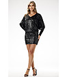 Черна къса рокля с пайети Daya-2 снимка