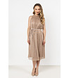 Елегантна бежова рокля с метализирани нишки Holly-0 снимка