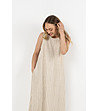 Дълга бежова рокля на райе Lena-3 снимка